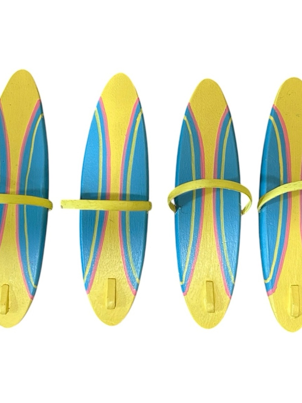 Set of 8 Surfboard Napkin Rings in Yellow, Blue & Pink